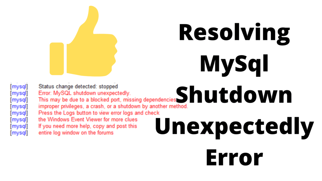 XAMPP Error : Status change detected: stopped